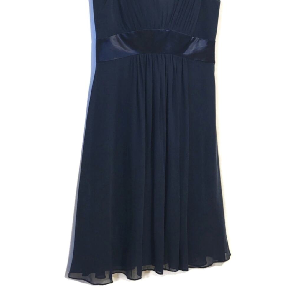 Ann Taylor Dark Blue Silk Sleeveless Midi Dress V-Neck V-Back A-Line Classic 6 - Picture 5 of 13